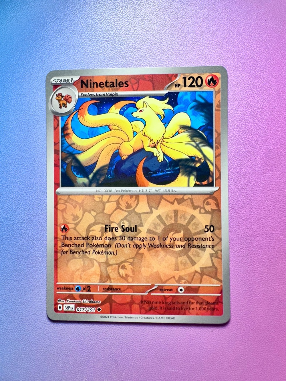 ninetales [reverse holo] - 017/191 (uncommon) — pokémon: surging sparks